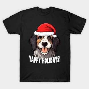 Bernedoodle Christmas Gift Yappy Holidays Santa Dog T-Shirt